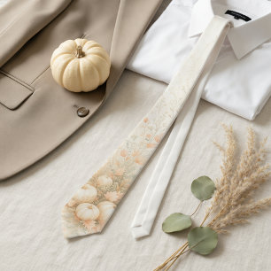 Cottagecore Cream Pumpkin Soft Pastel Thanksgiving Tie