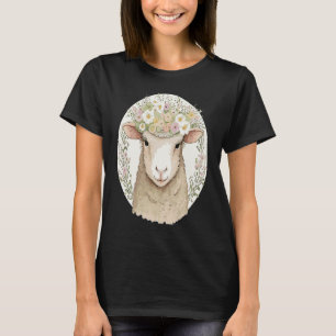 Cottagecore Cute Baby Sheep Pet Flower Farm Animal T-Shirt
