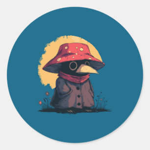 Cottagecore Cute Chubby Plague Doctor Mushroom Hat Classic Round Sticker