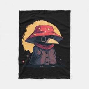 Cottagecore Cute Chubby Plague Doctor Mushroom Hat Fleece Blanket