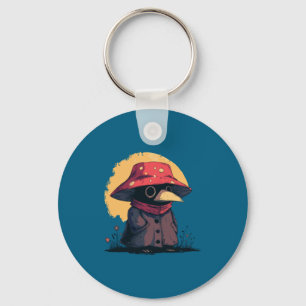 Cottagecore Cute Chubby Plague Doctor Mushroom Hat Key Ring