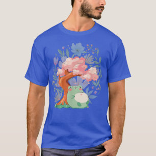 Cottagecore Cute Frog Under Sakura Tree With Flowe T-Shirt