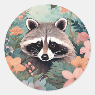 Cottagecore Cute Racoon Classic Round Sticker
