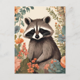 Cottagecore Cute Racoon Postcard
