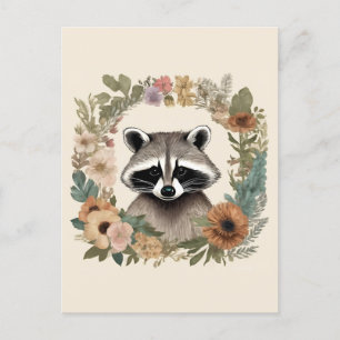 Cottagecore Cute Racoon Postcard