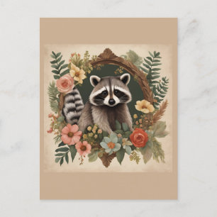 Cottagecore Cute Racoon Postcard