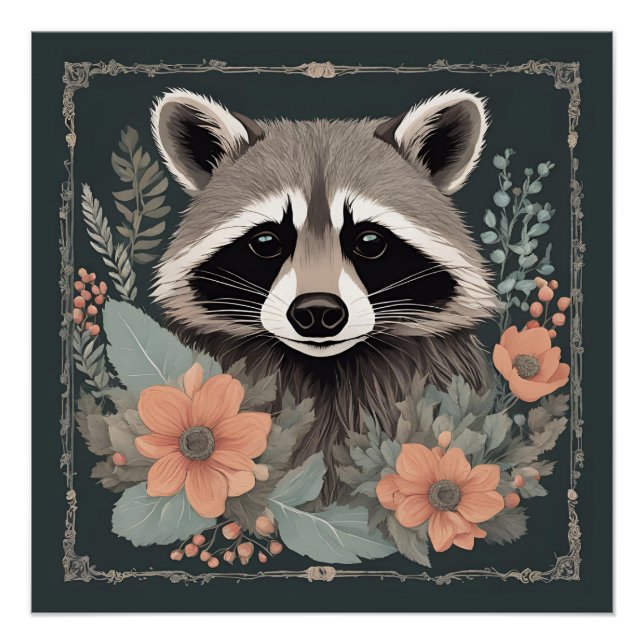 Cottagecore Cute Racoon Poster (Front)