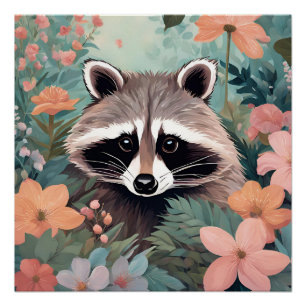 Cottagecore Cute Racoon Poster