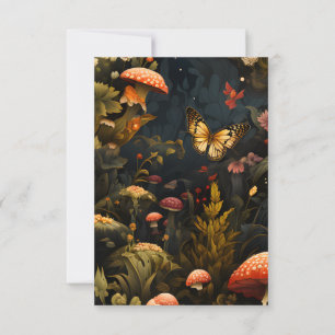 Cottagecore , Dark Floral Flat Thank You Card