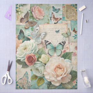 Cottagecore Decoupage Pastel Floral Collage Craft Tissue Paper