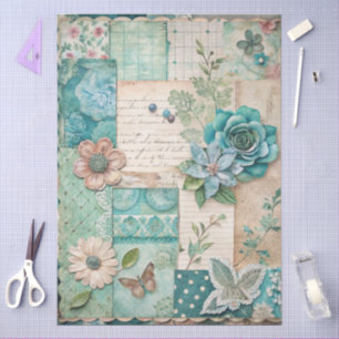Cottagecore Decoupage Pastel Floral Collage Craft Tissue Paper