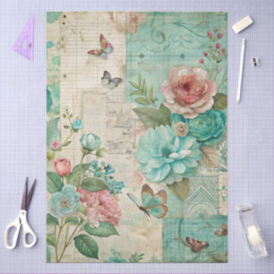 Cottagecore Decoupage Pastel Floral Collage Craft Tissue Paper
