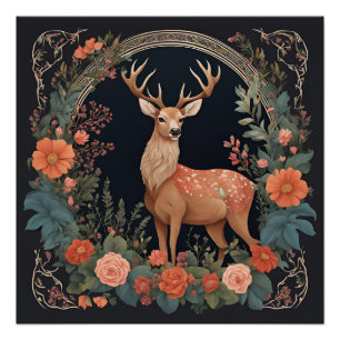Cottagecore Deer Poster