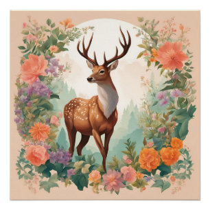 Cottagecore Deer Poster