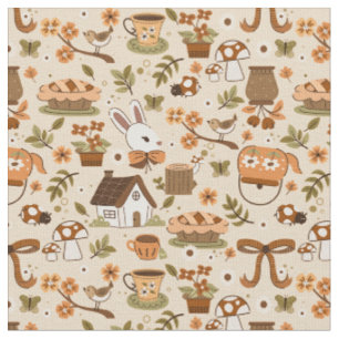 cottagecore easter bunny rabbit beige fabric