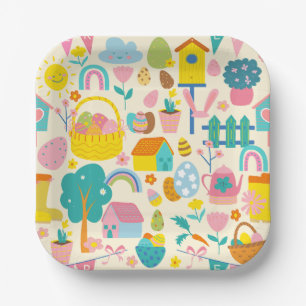cottagecore easter garden cottage birdhouse paper plate