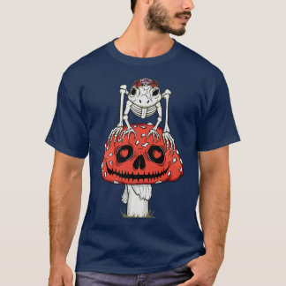 Cottagecore Esthetic Skeleton Frog Mushroom Goth T-Shirt