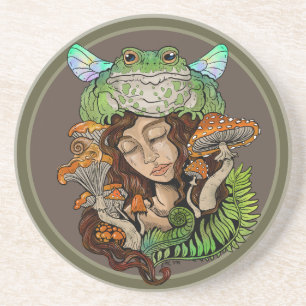 Cottagecore Fairy Frog Coaster