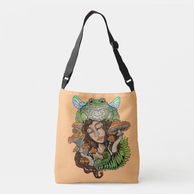 Cottagecore Fairy Frog Crossbody Bag (Back)