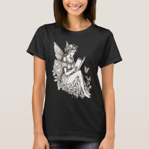 Cottagecore Fairy Reading Book Librarian Bookworm T-Shirt