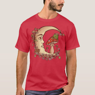Cottagecore Fairycore Moon Frog Mushroom Aesthetic T-Shirt