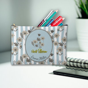 Cottagecore Fall Blossoms Custom Name Accessory Pouch