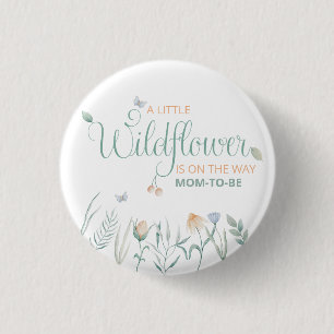 Cottagecore Fall Wildflower Watercolor Baby Shower 3 Cm Round Badge
