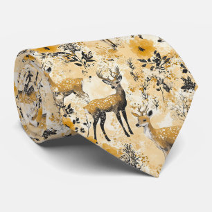 Cottagecore Fawn Floral Pattern Tie