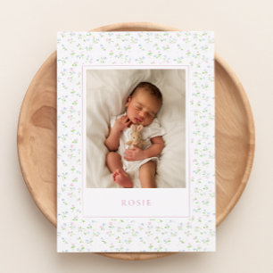 Cottagecore floral baby birth announcement card