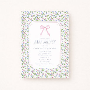 Cottagecore Floral Bow Baby Shower Invitation