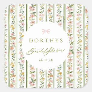 Cottagecore Floral Bridal Shower Square Sticker