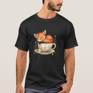 Cottagecore Floral Cute Fox Tea Cup Cool T-Shirt