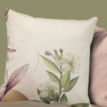 Cottagecore Floral Design  Cushion<br><div class="desc">Add a touch of whimsical charm to your home with this Cottagecore-inspired throw pillow. The design features a simple myrtle branch illustration framed by stylish amaryllis with faint gold design elements on a light ivory background. The soft and cosy pillow is perfect for adding a touch of nature-inspired elegance to...</div>