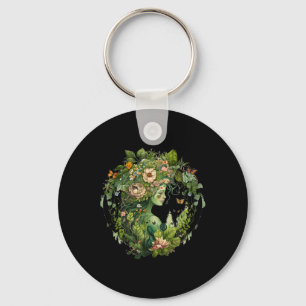 Cottagecore Floral Mother Earth Hippie Nature Eart Key Ring