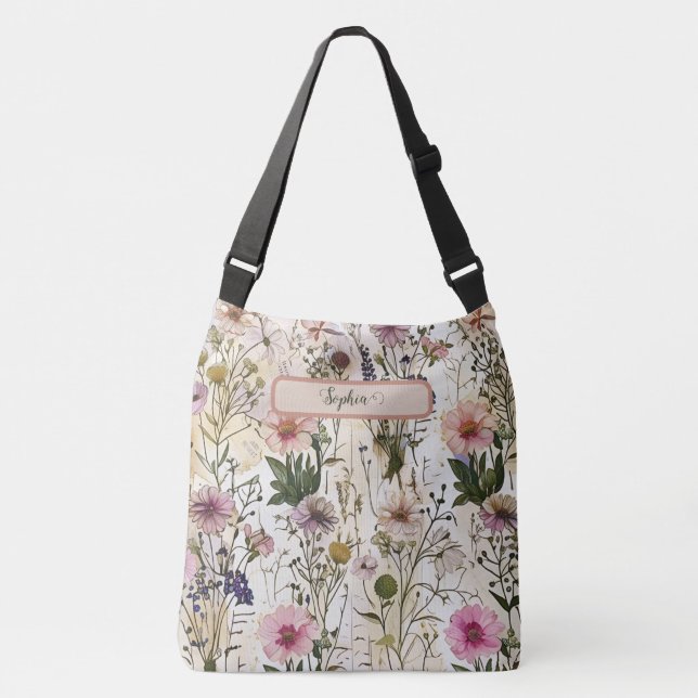 Cottagecore Floral Pattern Vintage Botanical Perso Crossbody Bag (Front)