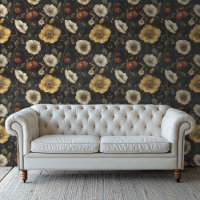 Cottagecore Floral Pattern With Black Background