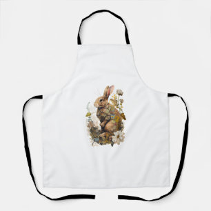 Cottagecore Floral Rabbit Cute Woodland Aesthetic Apron