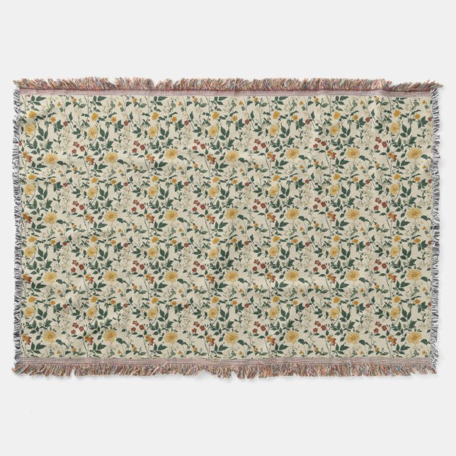 Cottagecore Floral Throw Blanket (Front)