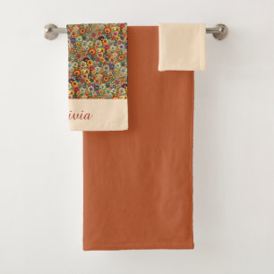 Cottagecore Flowers Botanical Garden name Bath Towel Set