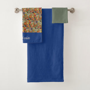 Cottagecore Flowers Botanical Garden name Bath Towel Set