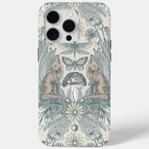 cottagecore fox damask off white iPhone 15 pro max case