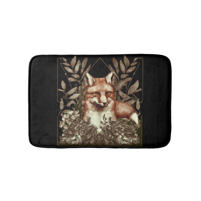 Cottagecore Fox Vintage Bath Mat (Front)