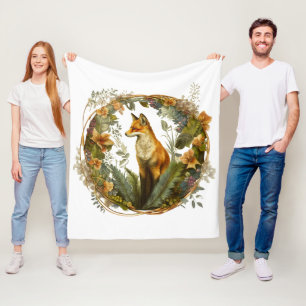 Cottagecore Fox Vintage Fleece Blanket