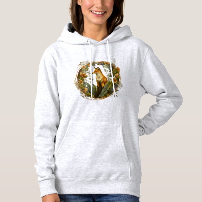 Cottagecore Fox Vintage Hoodie (Front)