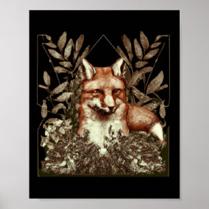 Cottagecore Fox Vintage Poster