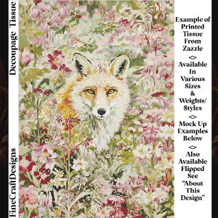 Cottagecore Fox, Wildflower Meadow EX4L Decoupage Tissue Paper