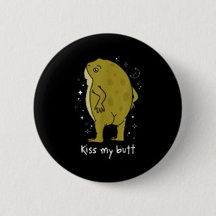 Cottagecore Frog Art Kiss My Butt Funny Frog Lover 6 Cm Round Badge