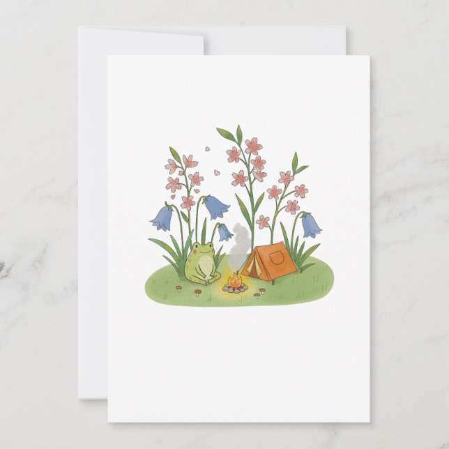 Cottagecore Frog Camping Invitation (Front)