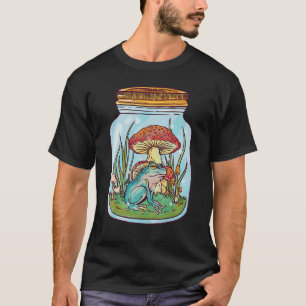 Cottagecore Frog in Jar Mushroom Goblincore Mycolo T-Shirt