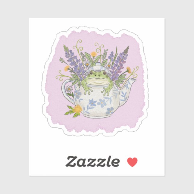 Cottagecore Frog In Teapot Illustration (Sheet)